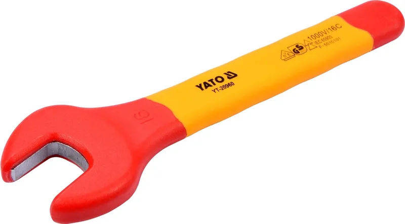 VDE Geïsoleerde Steeksleutel 16 mm - 1000V Geïsoleerd Gereedschap - Lengte 160 mm - Chroom-Vanadium Staal - Elektriciens Steeksleutel voor Werkzaamheden Onder Spanning (YT-20960) by Yato – product image