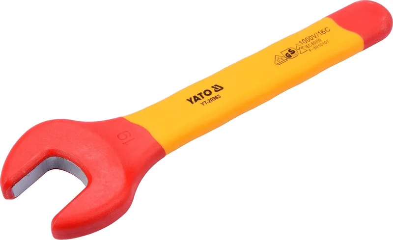 VDE Geïsoleerde Steeksleutel 19 mm - 1000V Geïsoleerd Gereedschap - Lengte 175 mm - Chroom-Vanadium Staal - Elektriciens Steeksleutel voor Werkzaamheden Onder Spanning (YT-20963) de Yato – image du produit