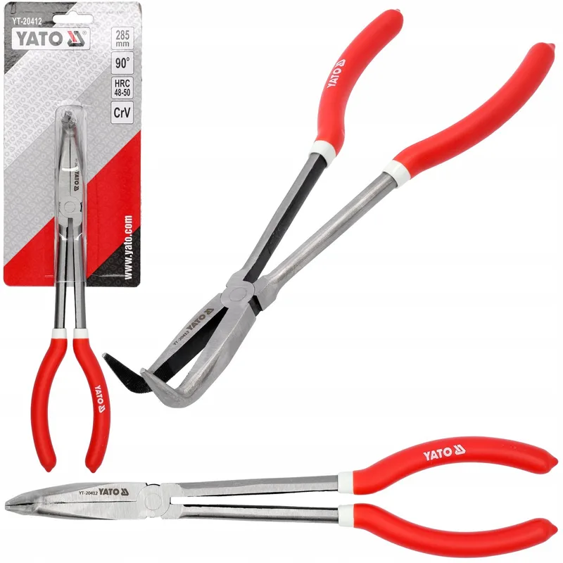 Verlengde Gebogen Tang 285 mm CrV 90° de Yato, Rouge – image du produit