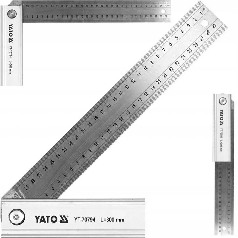 Verstelbare Winkelhaak Aluminium/RVS 300mm x 160mm de Yato, Argent, Aluminium – image du produit