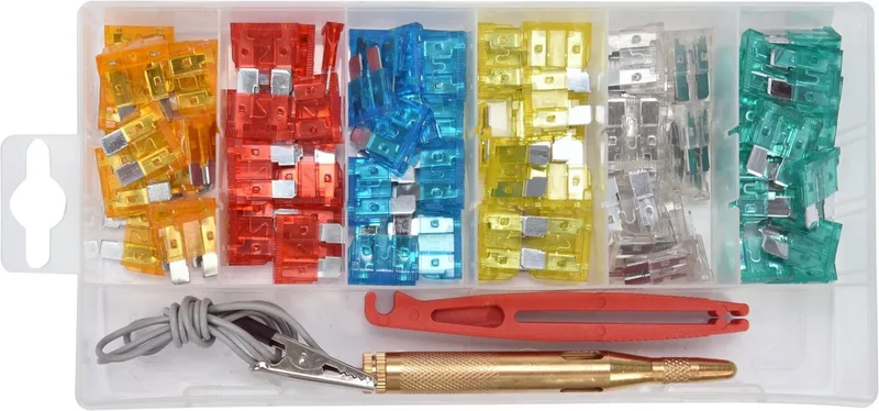 Werkzeugset KFZ-Sicherungssortiment mit Tester und Greifer – 90-teilig by Yato, Multicolour – product image