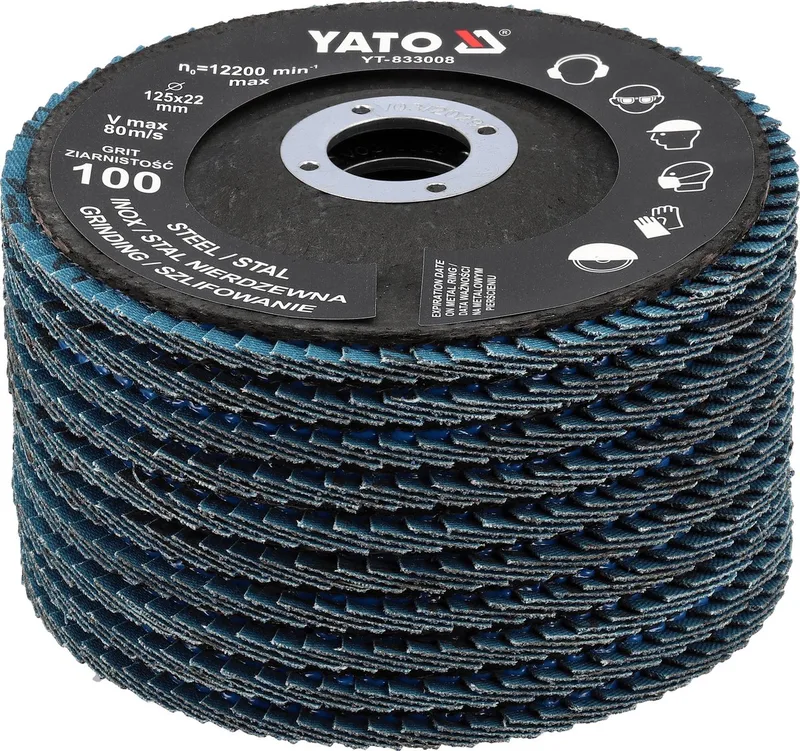 YATO 10 Stuks 125 mm zirconium Lamellen Schuurschijven K100 by Yato – product image