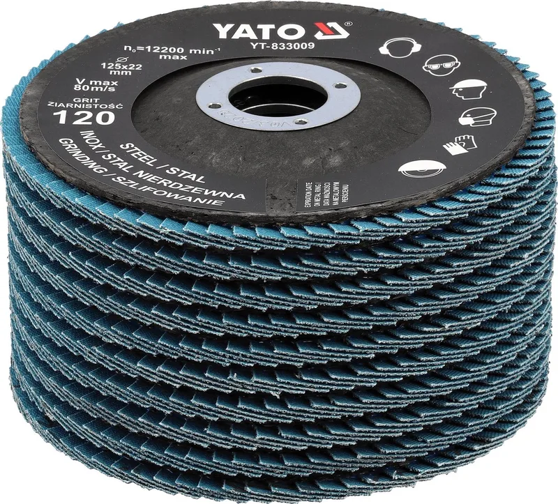 YATO 10 Stuks 125 mm zirconium Lamellen Schuurschijven K120 von Yato – Produktbild