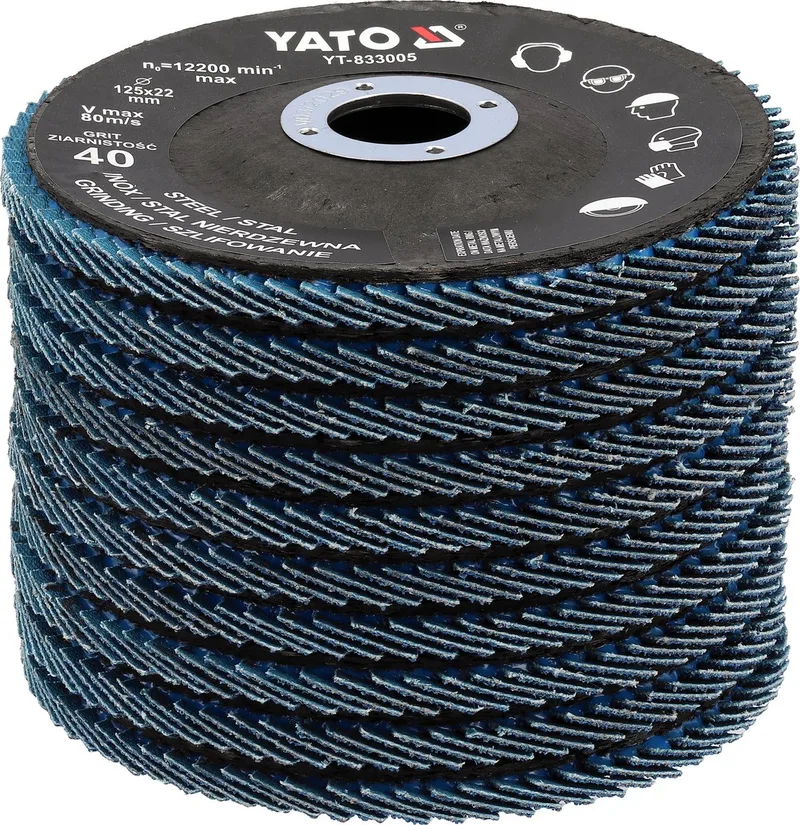 YATO 10 Stuks 125 mm zirconium Lamellen Schuurschijven K40 de Yato – image du produit