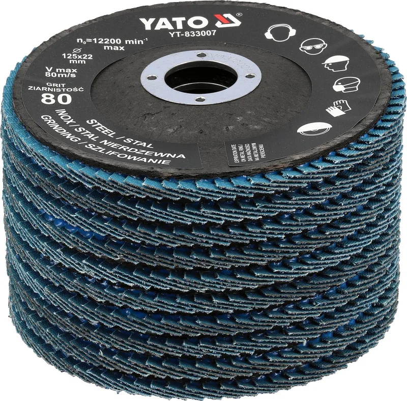 YATO 10 Stuks 125 mm zirconium Lamellen Schuurschijven K80 von Yato – Produktbild