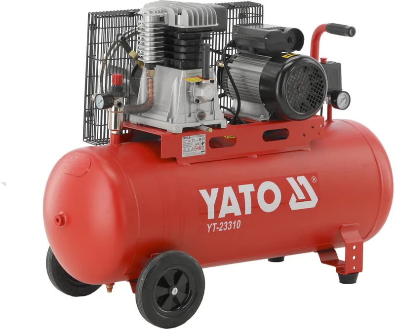 YATO 100 Liter Snaaraangedreven Compressor van Yato, Rood – productafbeelding