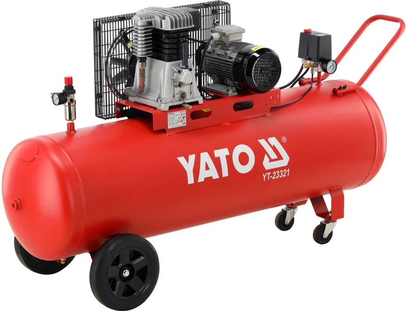 YATO 200 Liter Snaaraangedreven Compressor (400 Volt) by Yato, Red – product image