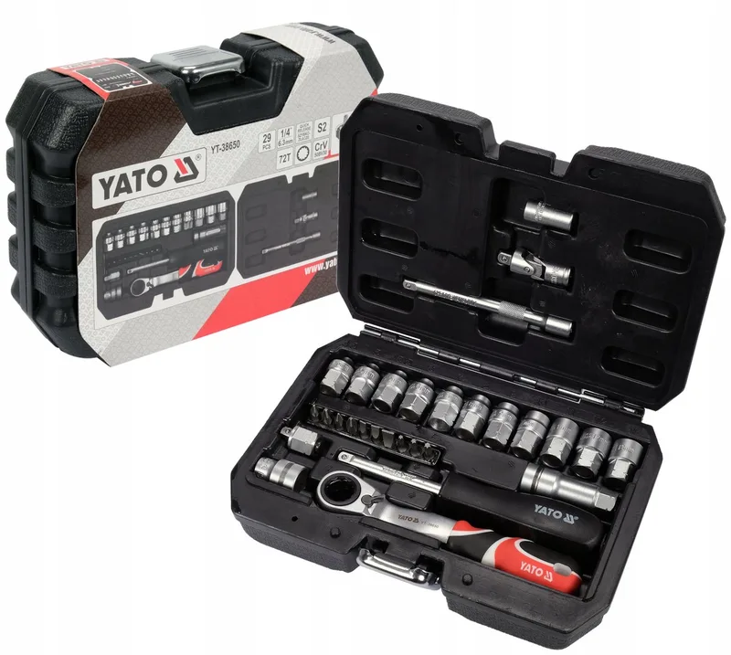 Yato 29-delige 1/4" Spline dopsleutelset de Yato, Noir – image du produit