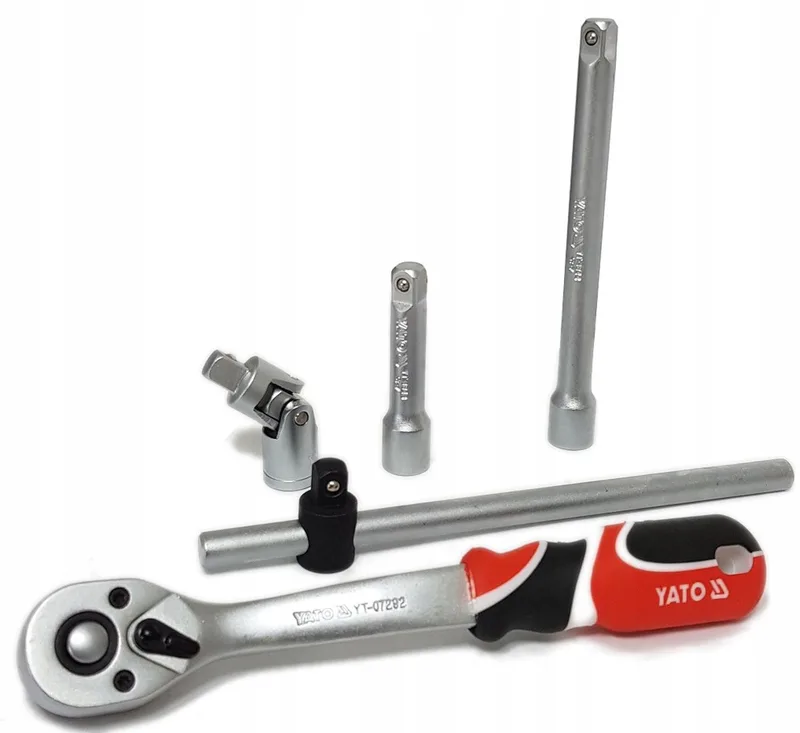 Yato 3/8" Gereedschapset: Ratel, Verlengstukken, Cardan, T-greep - 5 Delig von Yato – Produktbild