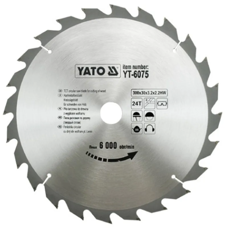 Yato 6075 Serie - Hardmetalen Cirkelzaagblad - 300mm - 24 Tanden - Voor Hout de Yato – image du produit