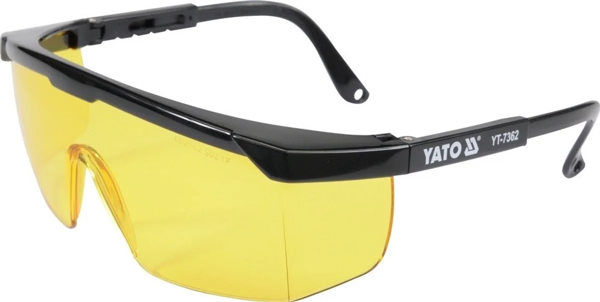 Yato 9844 Serie - Veiligheidsbril - Geel - Verstelbare Armen - UV-filter by Yato, Yellow, Black – product image