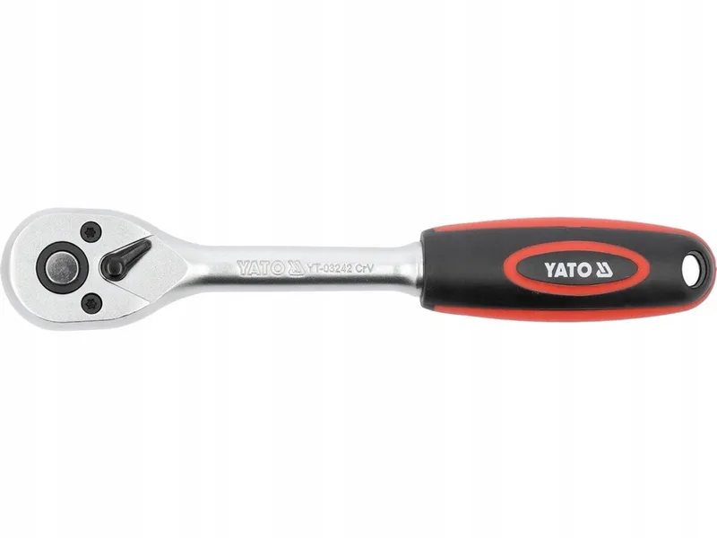 YT-03242 - Rechte Ratelsleutel - 3/8" - 90T - Ergonomische Handgreep de Yato, Noir, Metaal – image du produit