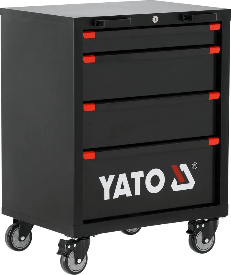 YT-08963 Modulaire Verrijdbare Gereedschapskast – Basis Werkplaatskast met 4 Laden – Centraal Slot & Remmen – 635 x 457 x 840 mm de Yato, Noir – image du produit