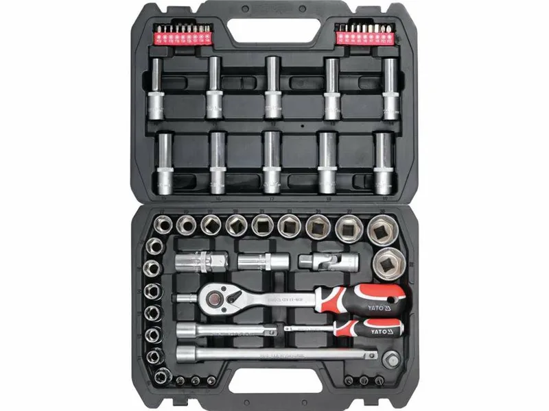 YT-12660 Serie - Dopsleutelset - 60-delig - 1/2" en 1/4" - Chroom-vanadiumstaal von Yato, Schwarz – Produktbild