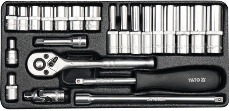 YT-14421 - Dopsleutelset - 1/4" - 23-delig - CrV Staal by Yato, Black – product image