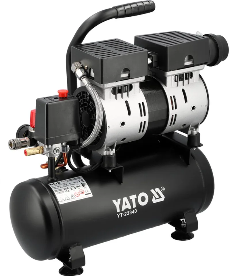 YT-23340 Compacte Compressor - Geluidsarm ( 81 Db ) - 6 liter Tank de Yato, Noir – image du produit