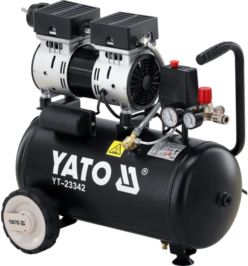 YT-23342 Geluidsarme (81DB) Compressor - 24 liter Ketel von Yato, Schwarz – Produktbild