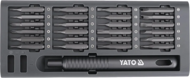 YT-25762 Precisie Schroevendraaierset - 49-Delig - S2 Staal - Aluminium Casing & Magnetiseur by Yato, Metaakleurig – product image