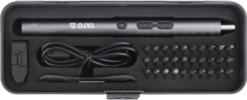 YT-25764 Precisie Accu Schroevendraaier Set - 3.7V - USB-C - LED - 35-Delig met S2 Bits & Openers de Yato, Noir – image du produit