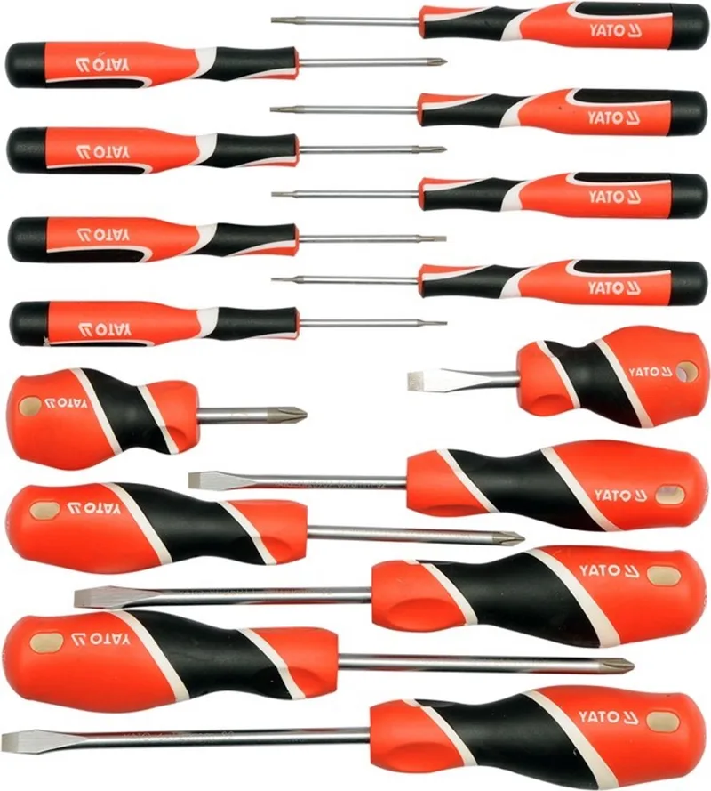 YT-25981 - Schroevendraaierset - 15 Stuks - Professioneel Gebruik - S2 Staal de Yato, Rouge – image du produit
