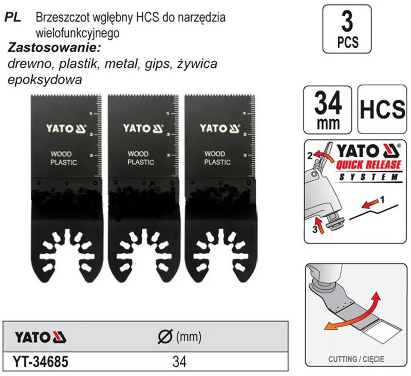 YT-34685 - Multitool Zaagblad - 34mm - HCS - Ingebouwde Bevestiging von Yato – Produktbild