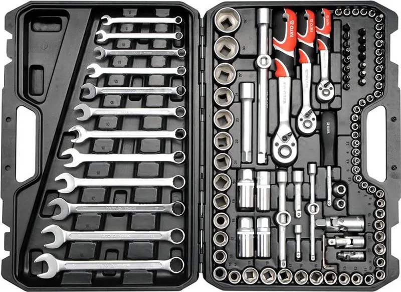 YT-38831 - Dopsleutelset - 111 Stuks - Chroom-vanadiumstaal - Ergonomische Handgreep von Yato, Silber – Produktbild