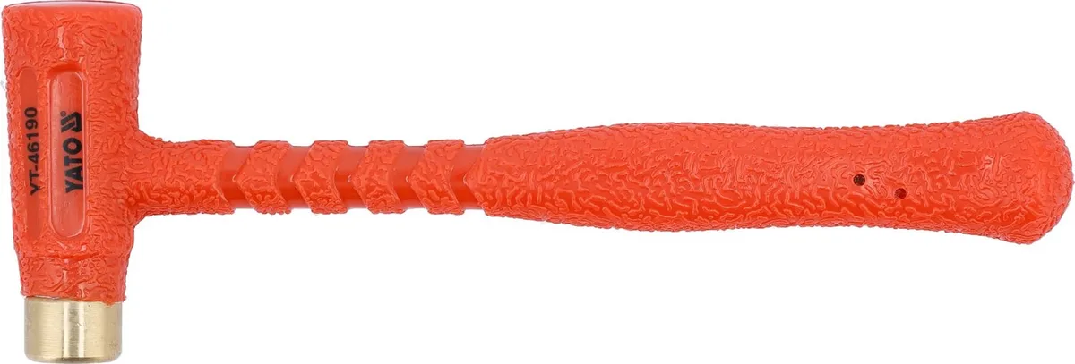 YT-46190 Terugslagvrije Messing Hamer 300g - Ø 20 mm - Met Ergonomische PVC Steel (225 mm) - Schokabsorberend & Beschermend voor Machineonderdelen & Tegels fra Yato – produktbillede