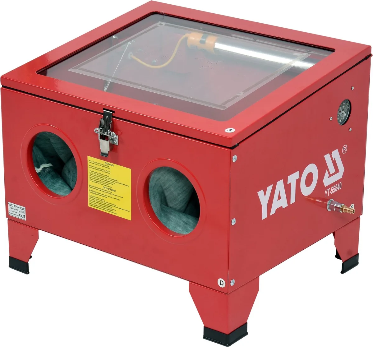 YT-55840 Tafelmodel Zandstraalcabine - 90 Liter - Werkdruk 2,7-8,2 Bar - Met Ingebouwde Verlichting, Straalpistool, Handschoenen & 4 Keramische Nozzles von Yato – Produktbild