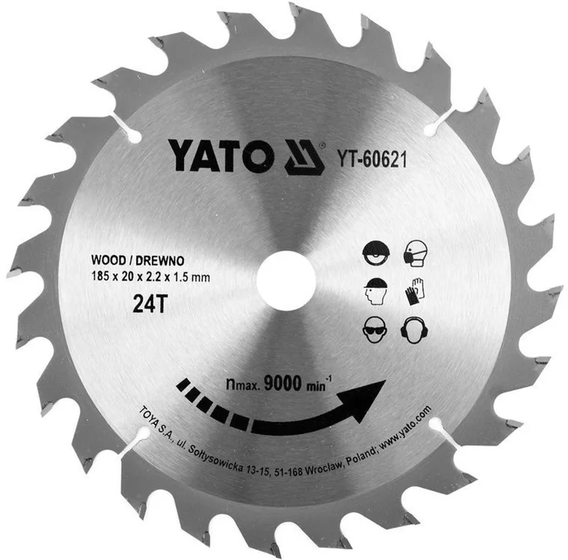 YT-60621 - TCT Cirkelzaagblad voor Hout - 185 x 20 mm - 24 Tanden - Wolfraamcarbide - Professioneel by Yato – product image