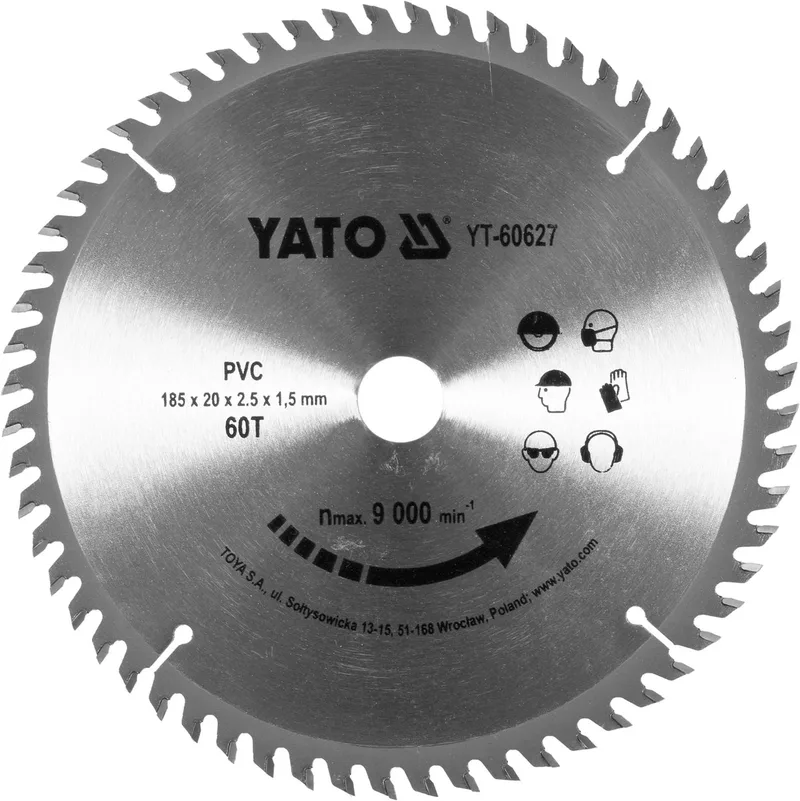 YT-60627 - Zaagblad - PVC Snijden - 185mm - 60 Tanden de Yato – image du produit