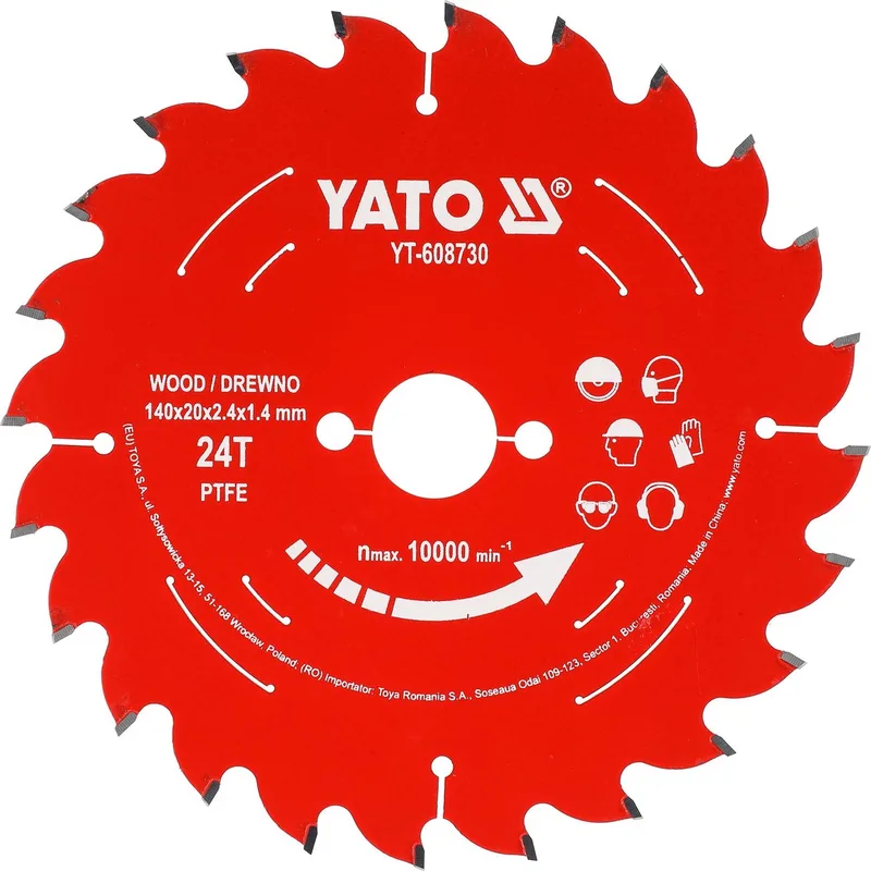 YT-608730 TCT Cirkelzaagblad voor Hout - Ø 140 x 20 mm - 24T - PTFE Coated - Voor Hout & Plaatmateriaal von Yato – Produktbild