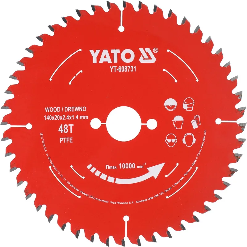 YT-608731 TCT Cirkelzaagblad voor Hout - Ø 140 x 20 mm - 48T - PTFE Coated - Voor Hout & Plaatmateriaal van Yato – productafbeelding