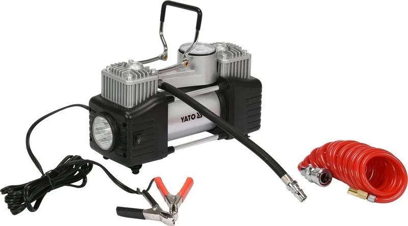 YT-73462 - Auto-compressor - 250W - Met LED-verlichting - 150 PSI - Krachtige dubbele cilinder de Yato, Noir, Staal – image du produit