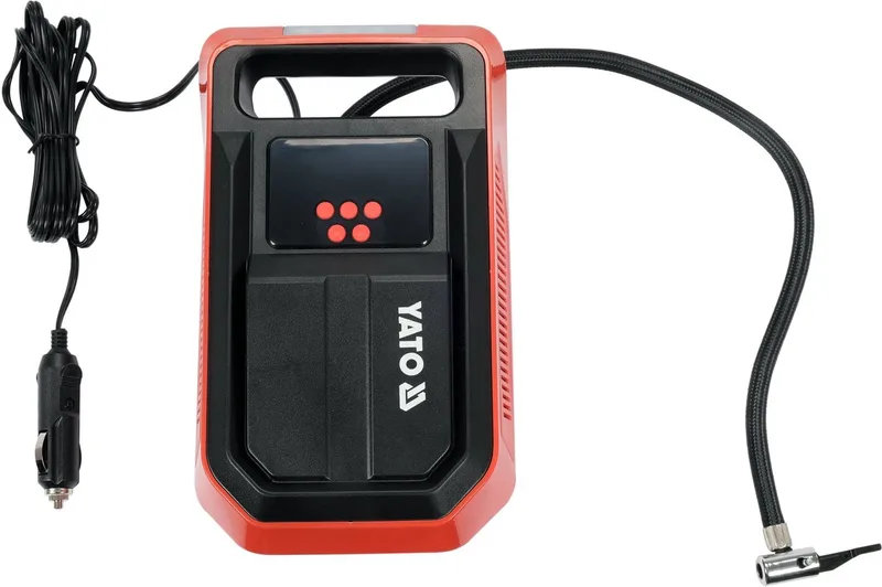 YT-73470 Digitale Mini Compressor - 12V Auto Compressor - Bandenpomp met LCD-Display & Led-Verlichting - 120W - 25 L/min by Yato, Black – product image