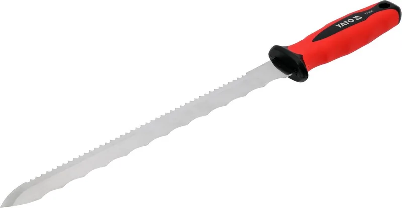 YT-76245 Dubbelzijdig Isolatiemes 410 mm – RVS Mes voor Steenwol, Glaswol & Piepschuim (280 mm Lemmet) – Ergonomische Anti-Slip Handgreep de Yato, Rouge – image du produit