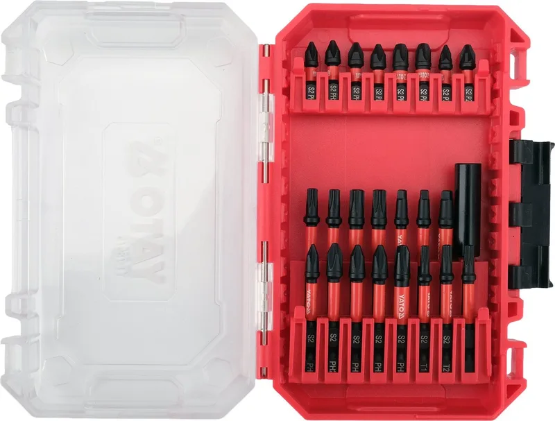 YT-78075 Impact Bitset - 24-Delig - Slagvaste Bitset met 1/4" Adapter - S2 Staal (HRC 58-60) - Voor Slagmoersleutel & Accuboormachine - Schroefbit Set met Koffer de Yato – image du produit