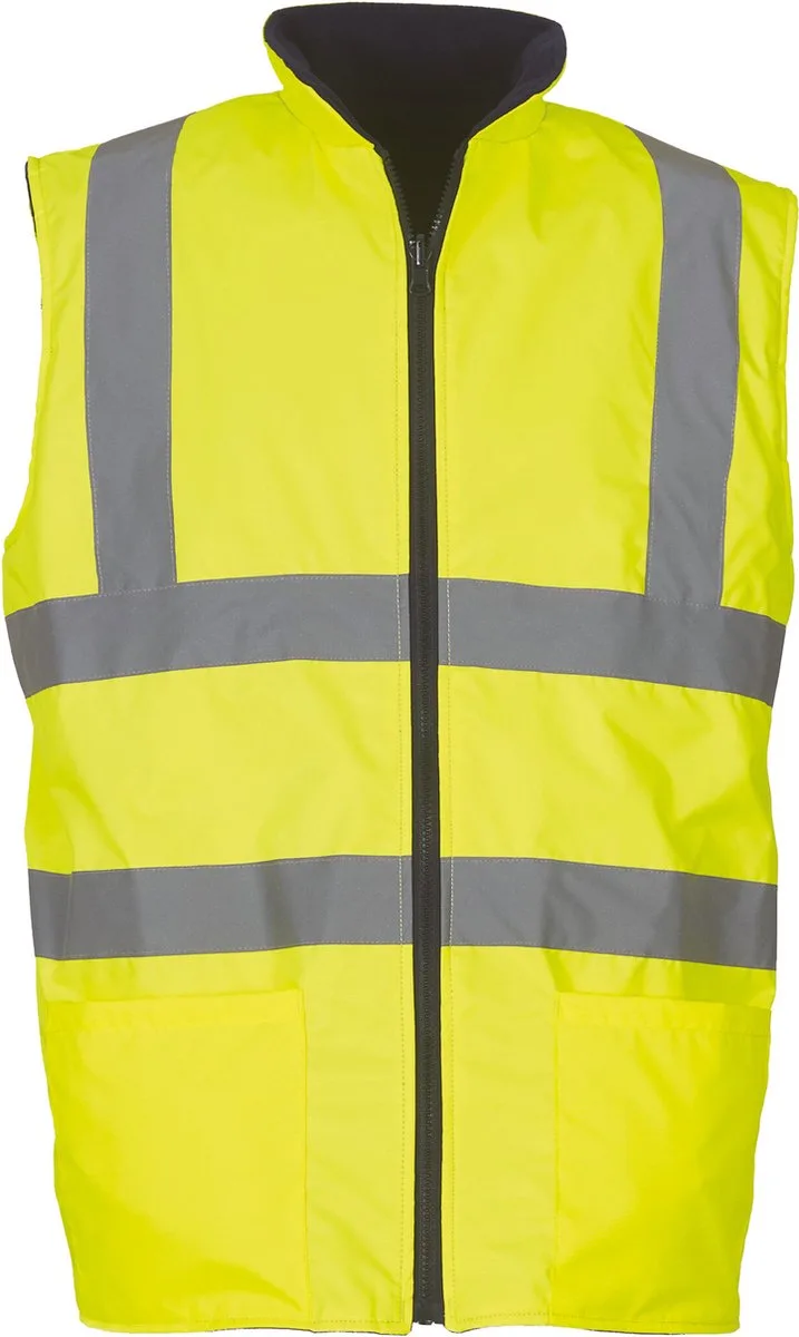 Fluo Fleece Reversible Bodywarmer - Fluo Yellow fra Yoko, Gul, XXL – produktbillede