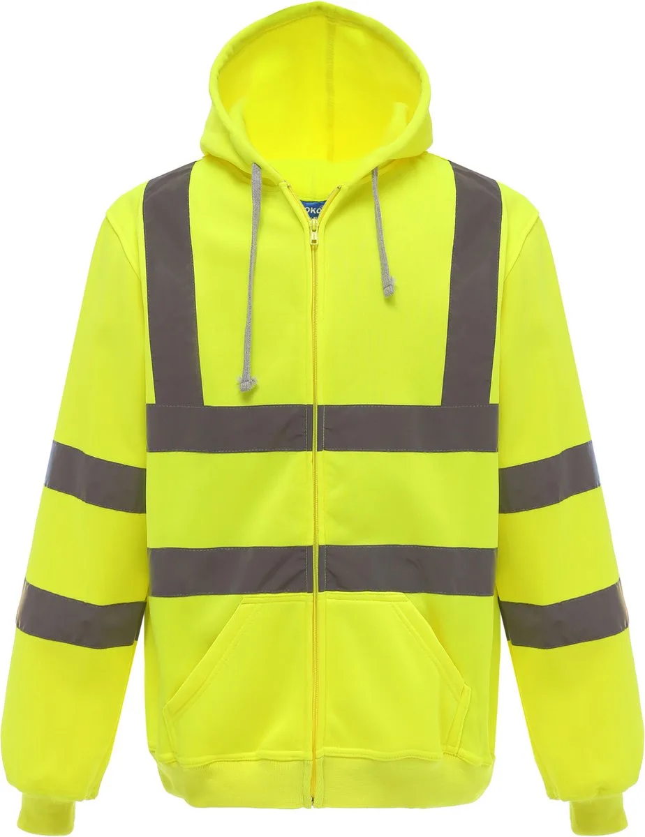 Full Zip Hooded Sweatshirt YHVK07 - Hi Vis Yellow fra Yoko, Hi Vis Yellow, S – produktbillede