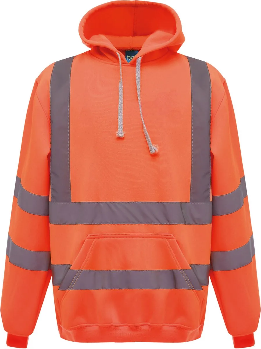 Hi-Vis pullover hoodie YHVK05 - Hi Vis Orange fra Yoko, Hi Vis Orange, L – produktbillede