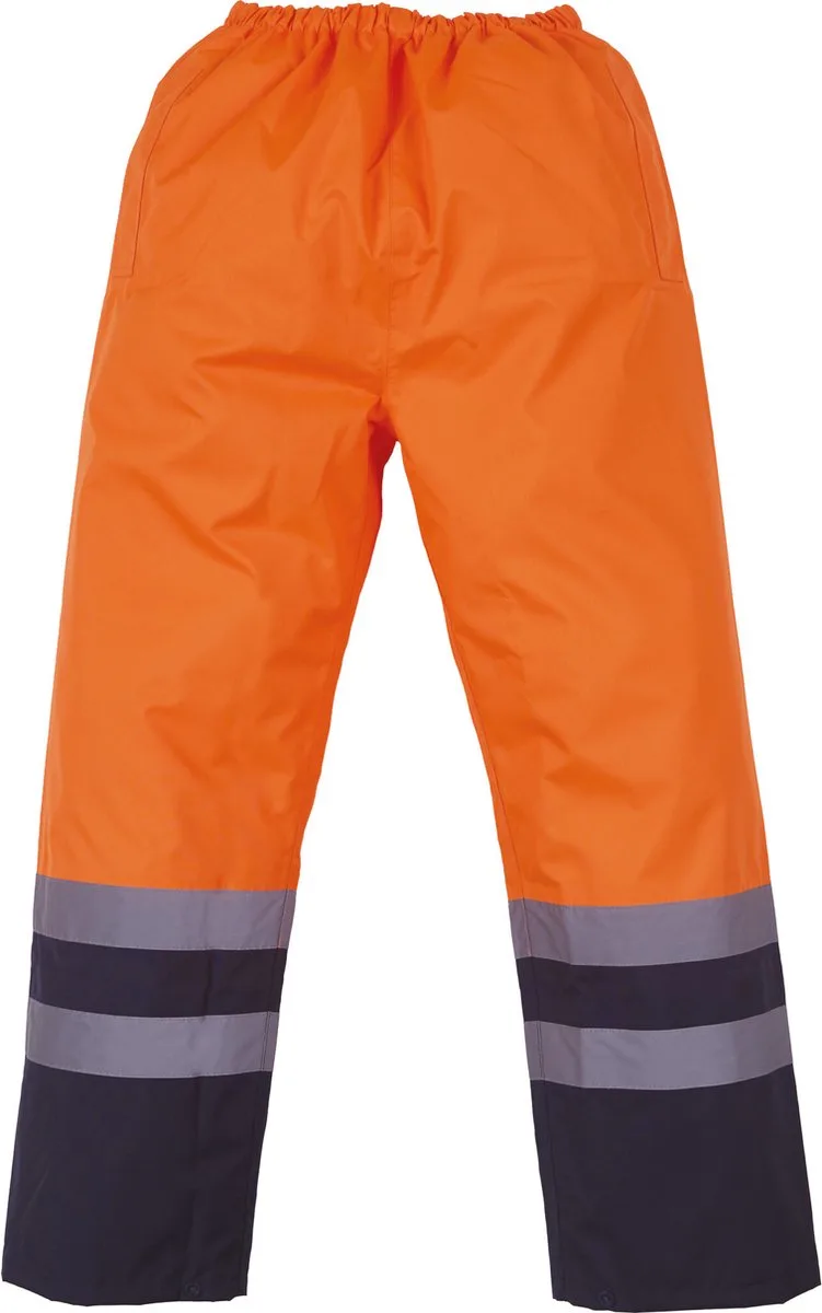 Hi vis waterproof over trousers YHVS46 - Hi Vis Orange / Navy by Yoko, Hi Vis Orange, Dark blue, S – product image