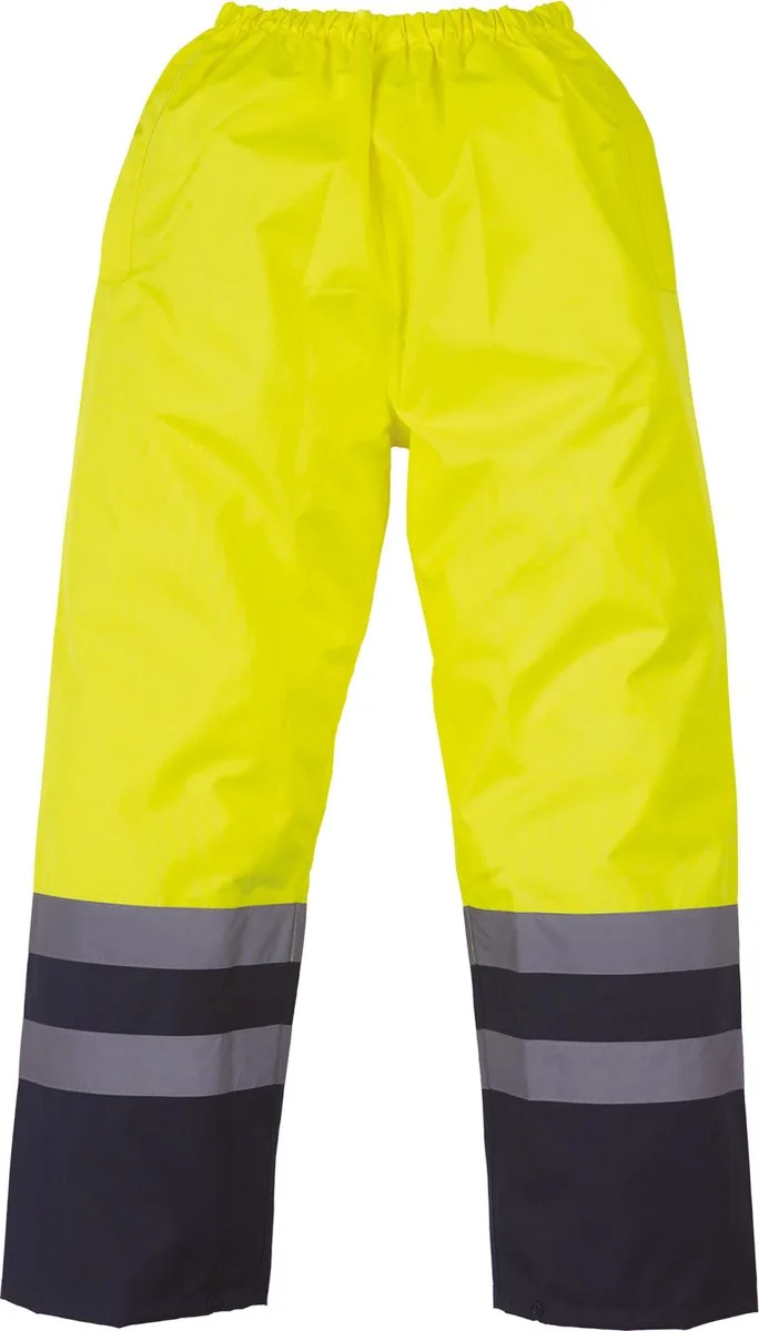 Hi vis waterproof over trousers YHVS46 - Hi Vis Yellow / Navy de Yoko, Hi Vis Yellow, Bleu foncé, S – image du produit