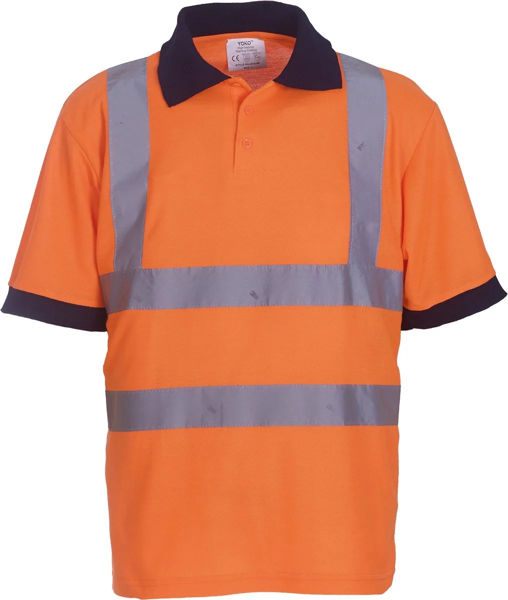 High Visibility Short Sleeve Polo Shirt YHVJ210 - Hi Vis Orange von Yoko, Hi Vis Orange, S – Produktbild