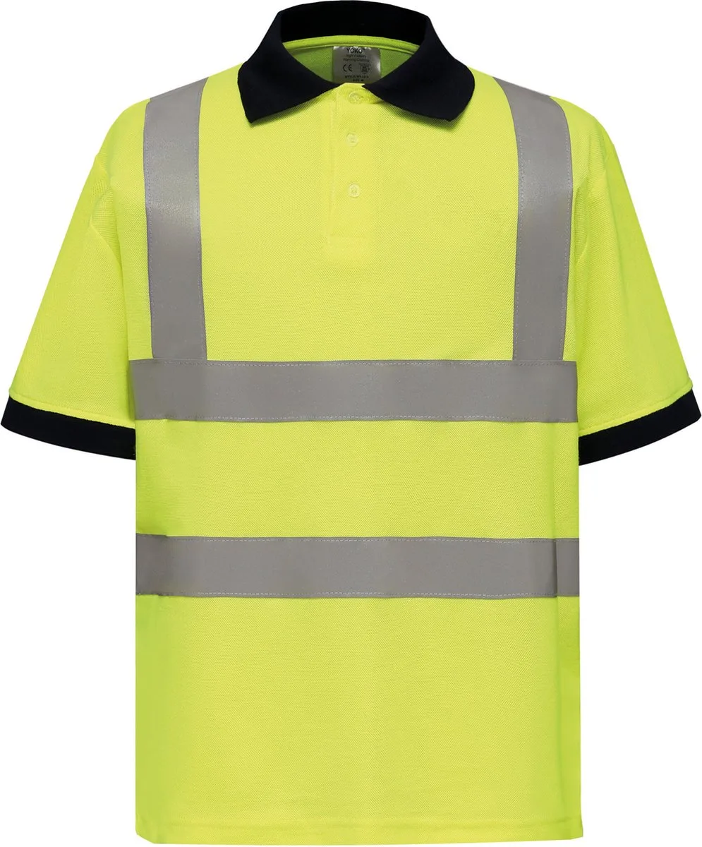 High Visibility Short Sleeve Polo Shirt YHVJ210 - Hi Vis Yellow van Yoko, Hi Vis Yellow, S – productafbeelding