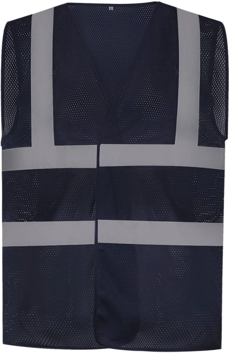 Hoge zichtbaarheid vest van gerecycleerd gaas YHVW120 - Navy van Yoko, Donkerblauw, M – productafbeelding