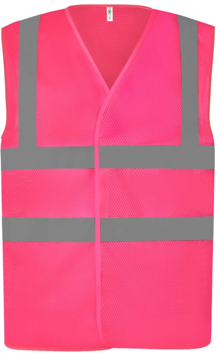Hoge zichtbaarheid vest van gerecycleerd gaas YHVW120 - Pink van Yoko, Roze, M – productafbeelding