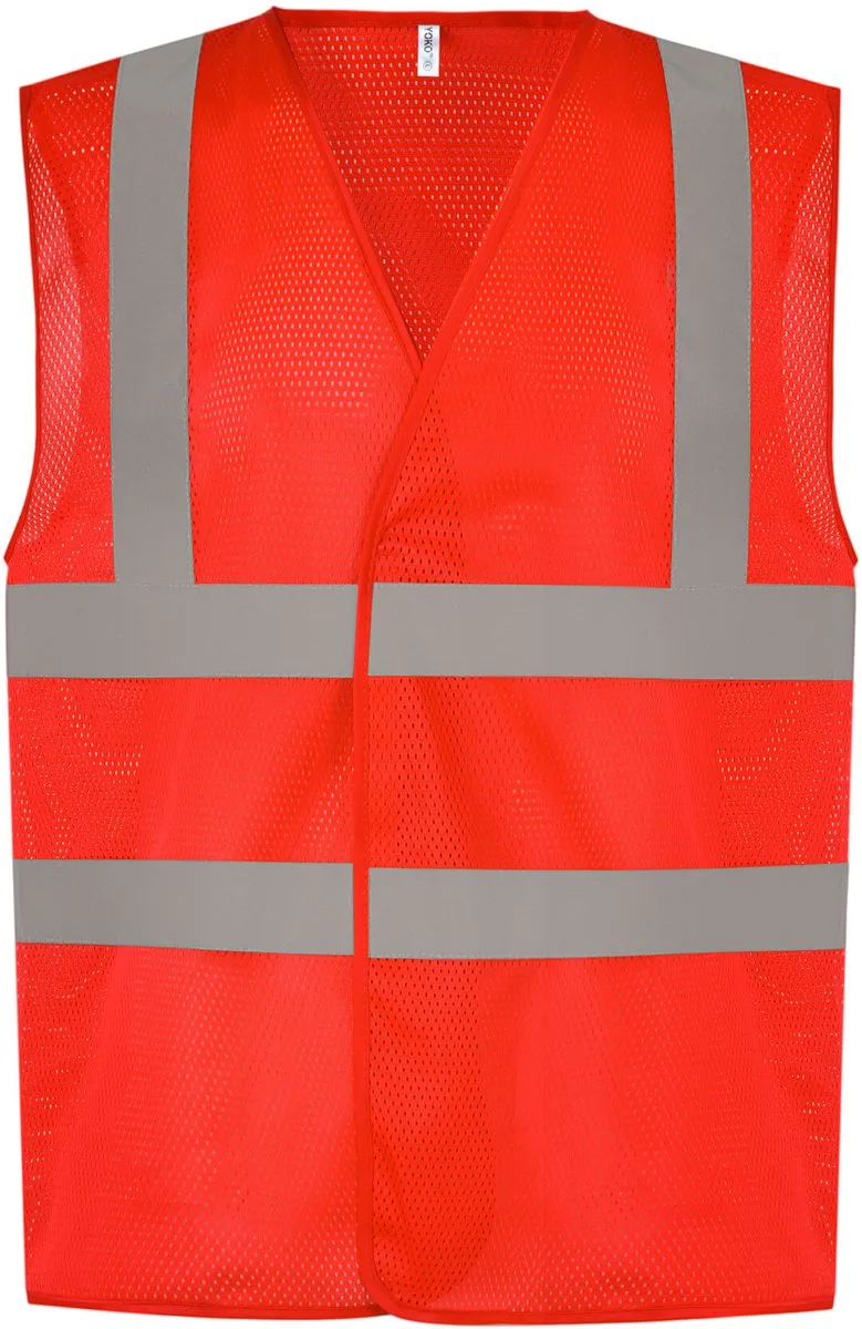 Hoge zichtbaarheid vest van gerecycleerd gaas YHVW120 - Red van Yoko, Rood, M – productafbeelding