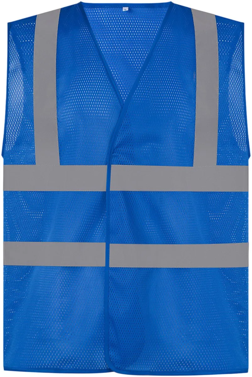 Hoge zichtbaarheid vest van gerecycleerd gaas YHVW120 - Royal Blue van Yoko, Royal Blue, M – productafbeelding