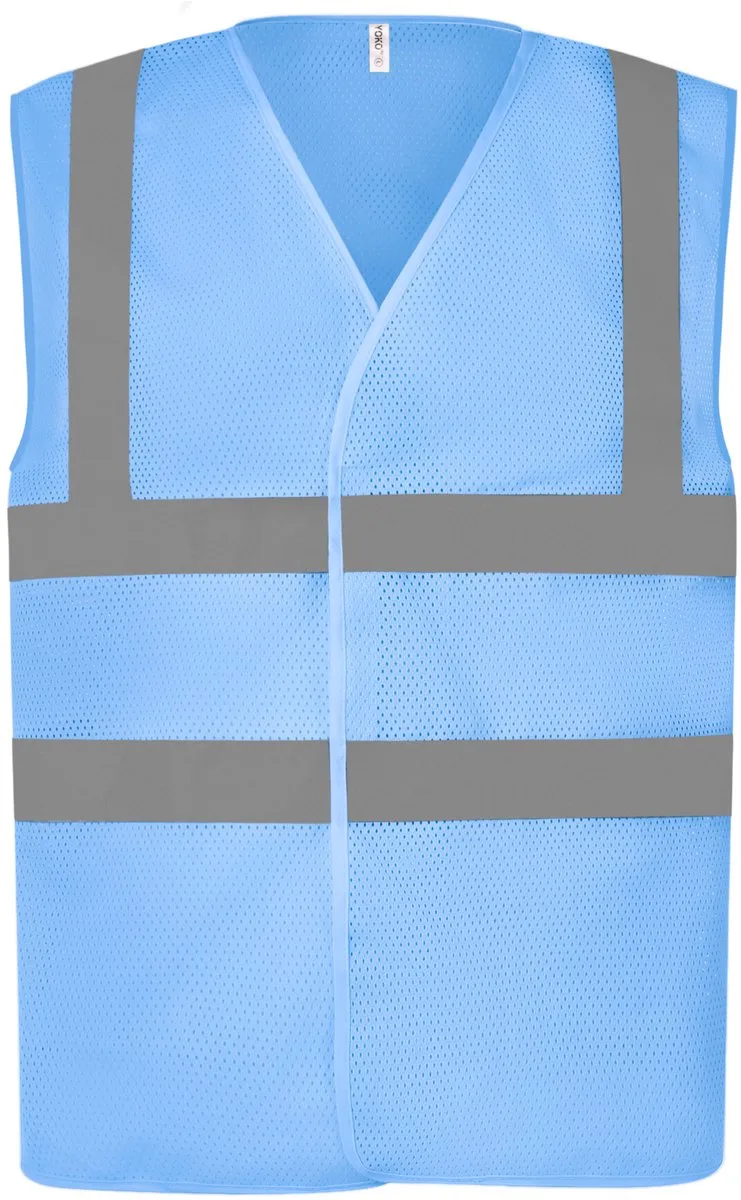 Hoge zichtbaarheid vest van gerecycleerd gaas YHVW120 - sky blue van Yoko, Sky Blue, L – productafbeelding