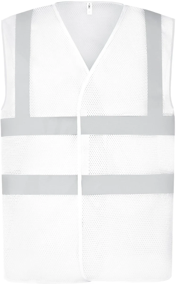 Hoge zichtbaarheid vest van gerecycleerd gaas YHVW120 - White van Yoko, Wit, M – productafbeelding