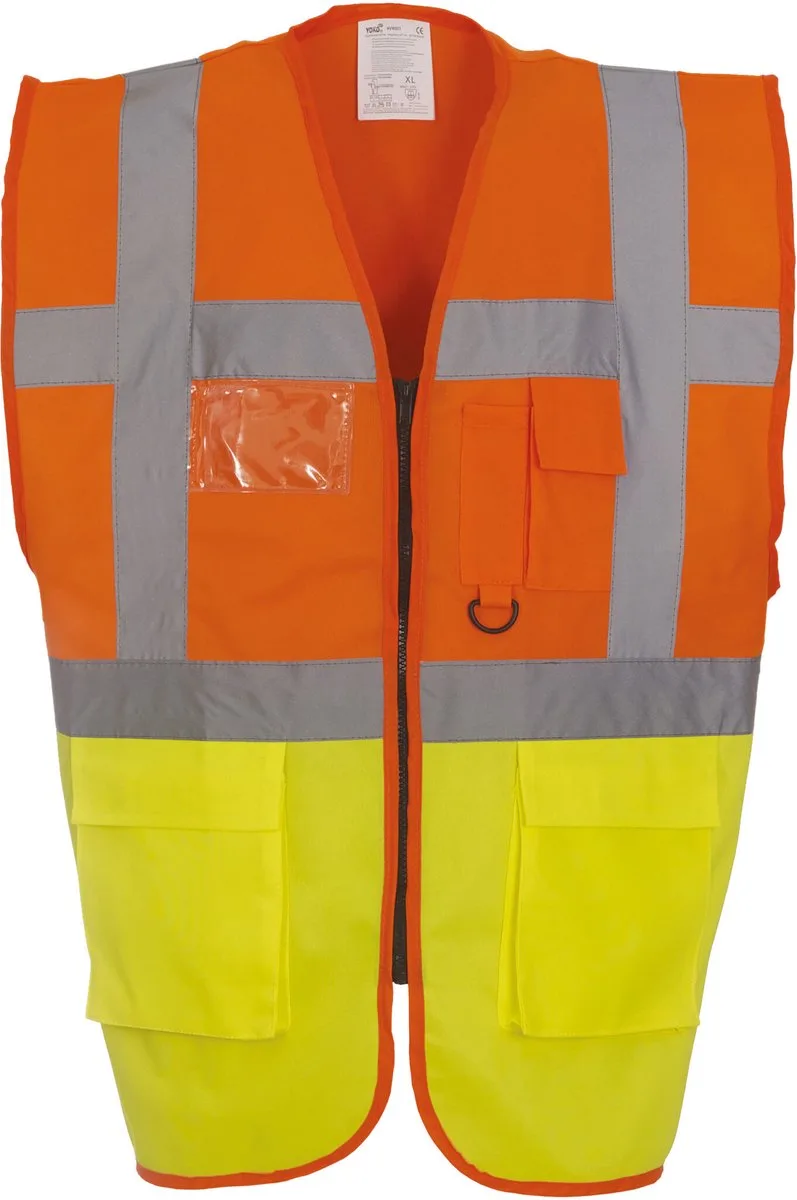 Signalisatie multifunctioneel executive vest YHVW801 - Hi Vis Orange / Hi Vis Yellow by Yoko, Hi Vis Orange, Hi Vis Yellow, S – product image